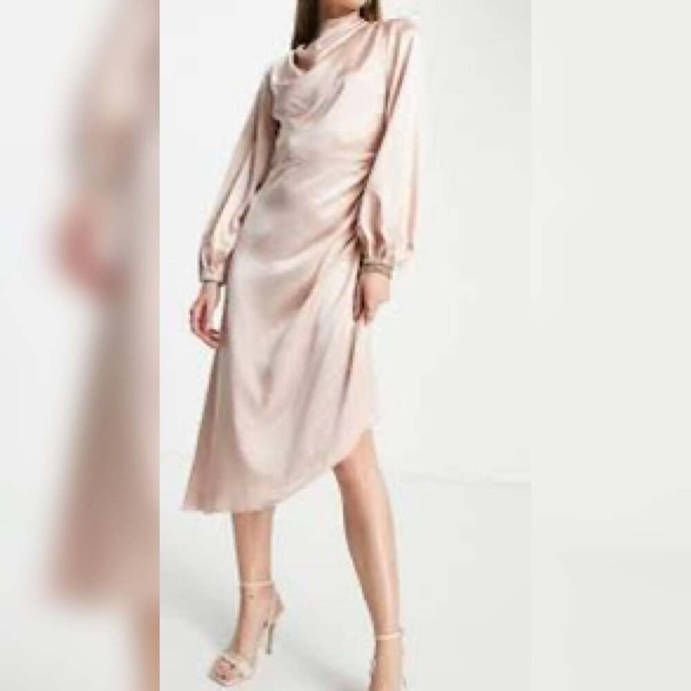 NWOT River Island champagne satin dress EU 40/14